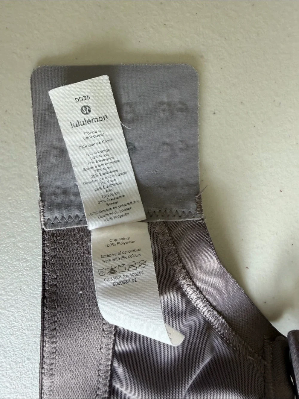 Lululemon Run Times Bra Dark Chrome High Support 36DD Perforated Running